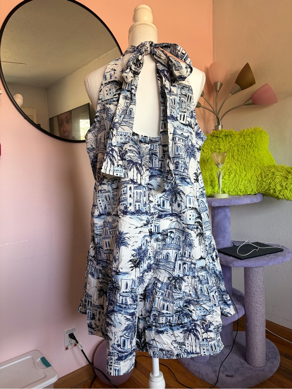 Calypso St Barth Blue and White Vacation Mini Dress - Picture 3 of 7